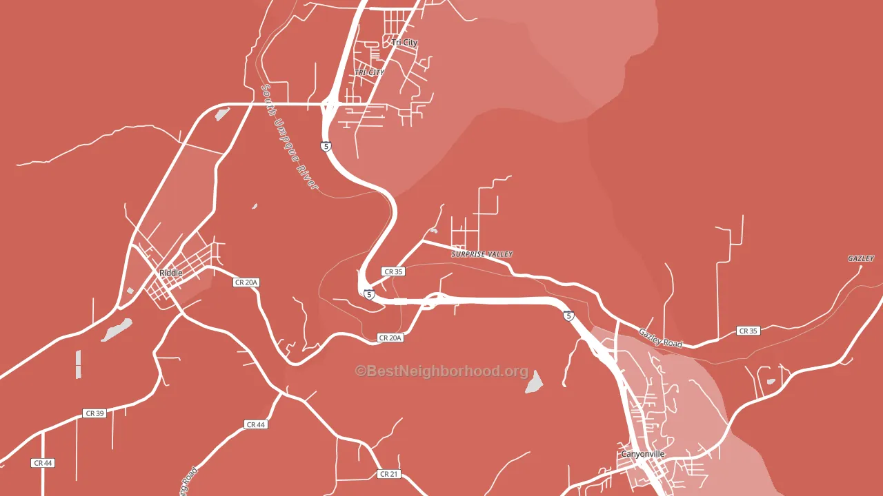 Surprise Valley, OR block-group political-lean map