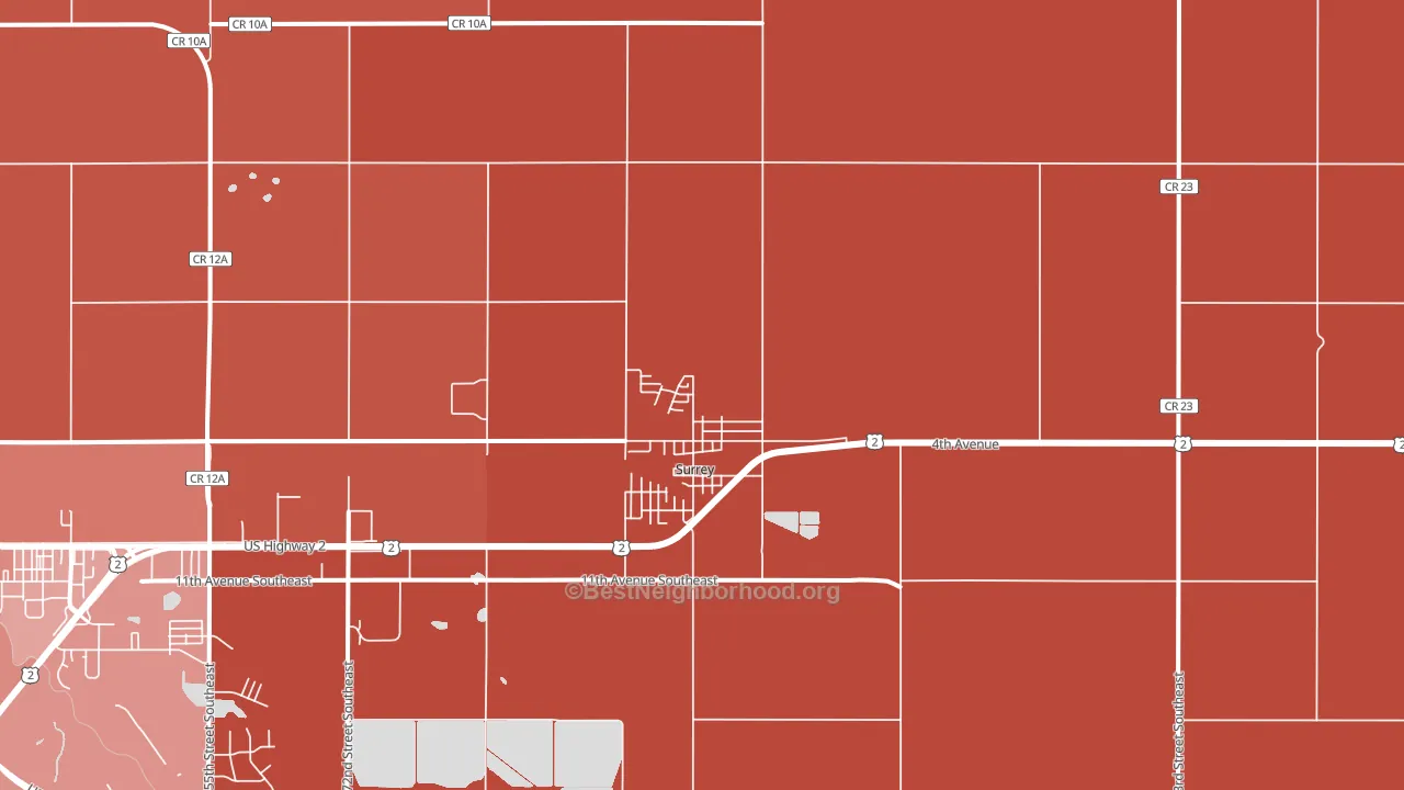 Surrey, ND block-group political-lean map