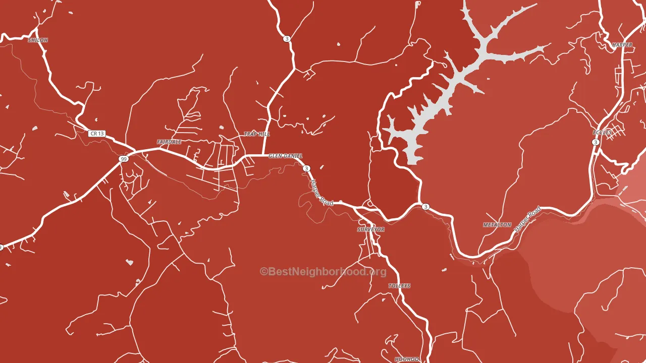 Surveyor, WV block-group political-lean map