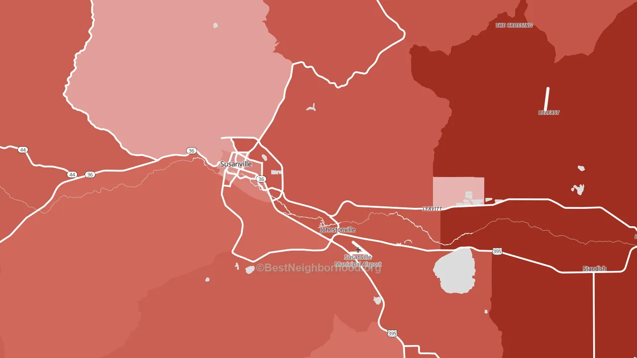 Susanville, CA block-group political-lean map