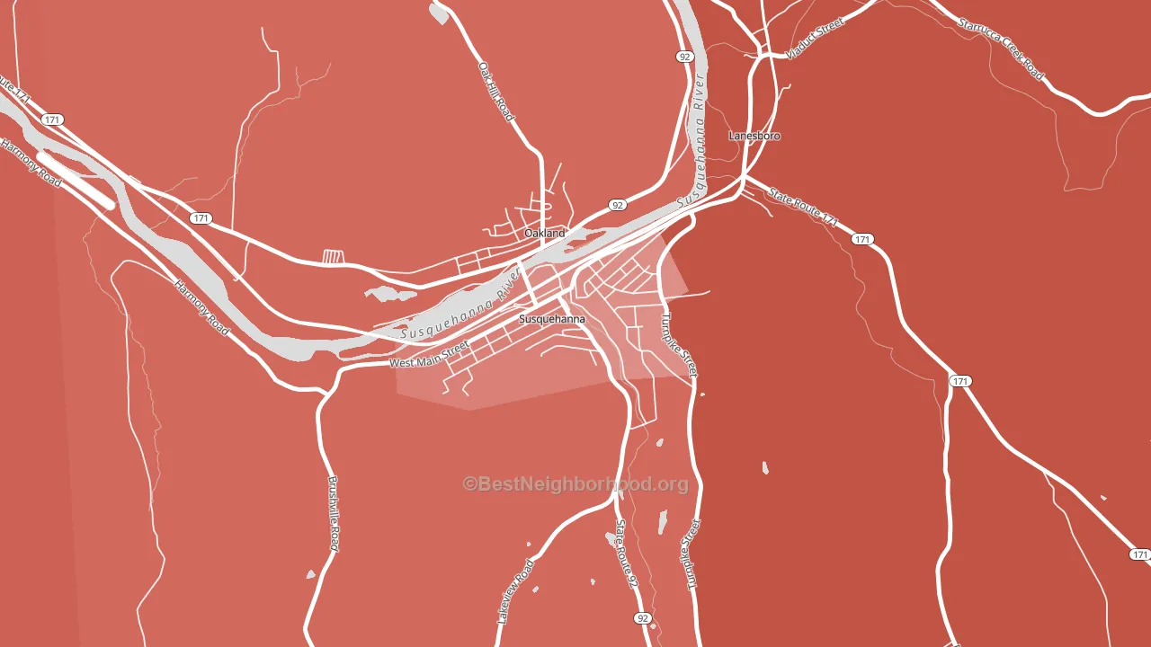 Susquehanna Depot, PA block-group political-lean map