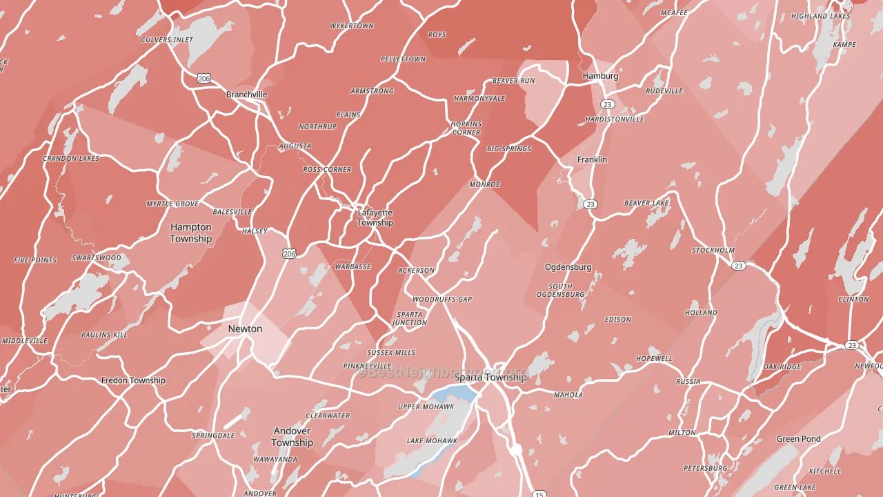 Sussex County, NJ block-group political-lean map