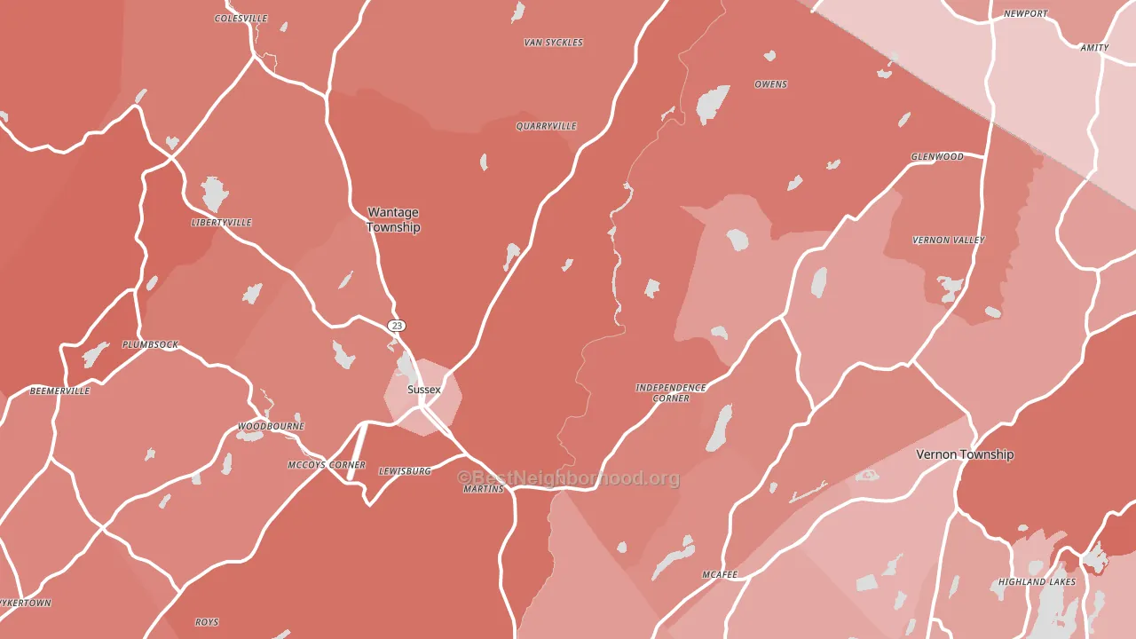 Sussex, NJ block-group political-lean map