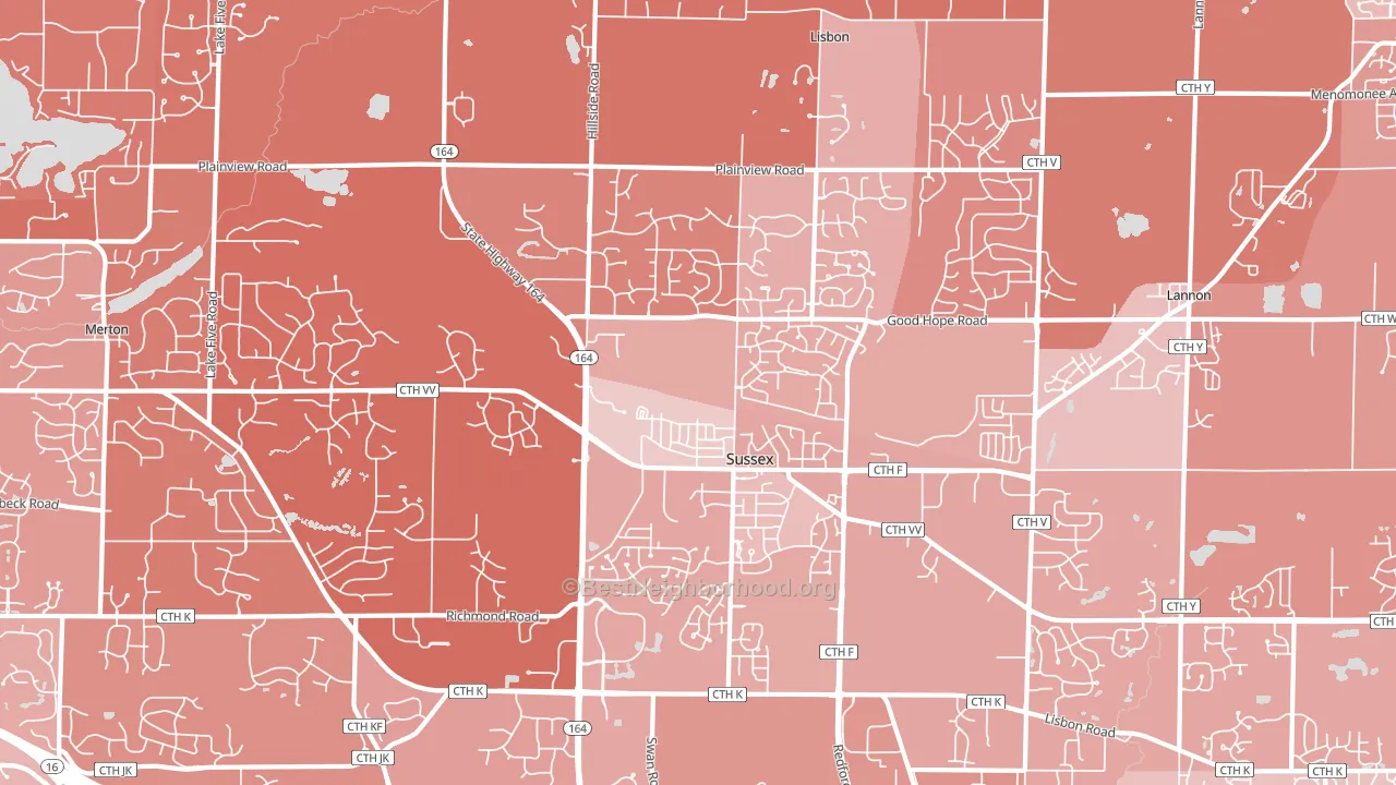 Sussex, WI block-group political-lean map
