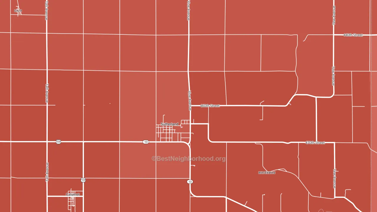 Sutherland, IA block-group political-lean map