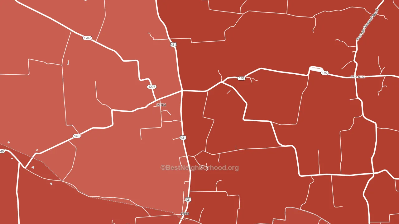 Sutherland, KY block-group political-lean map
