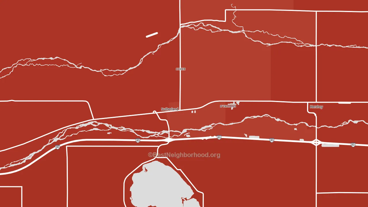 Sutherland, NE block-group political-lean map