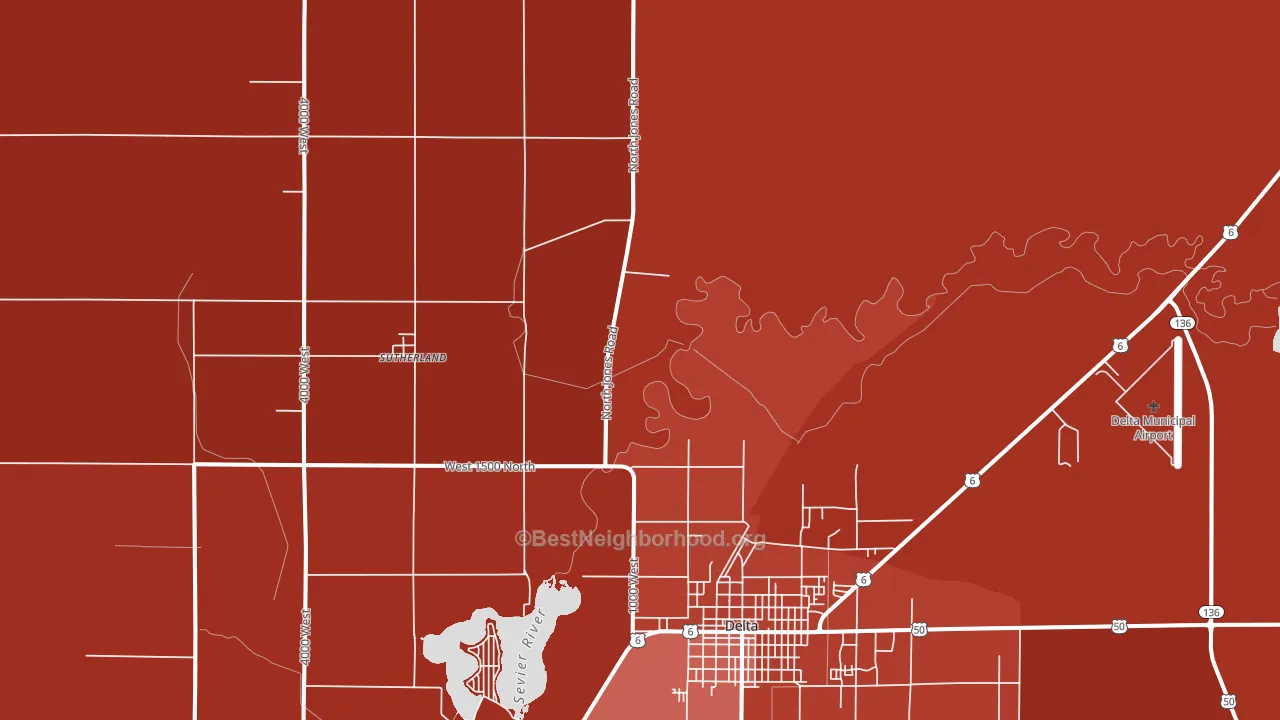 Sutherland, UT block-group political-lean map