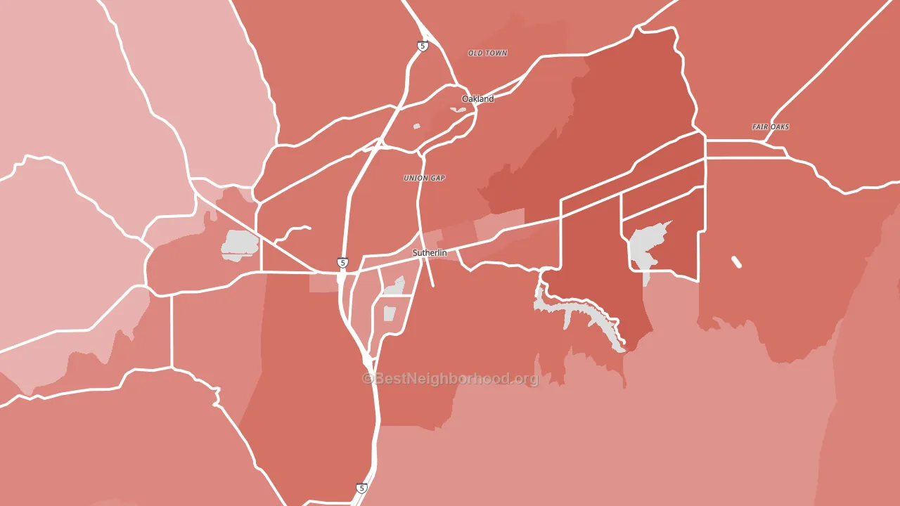 Sutherlin, OR block-group political-lean map