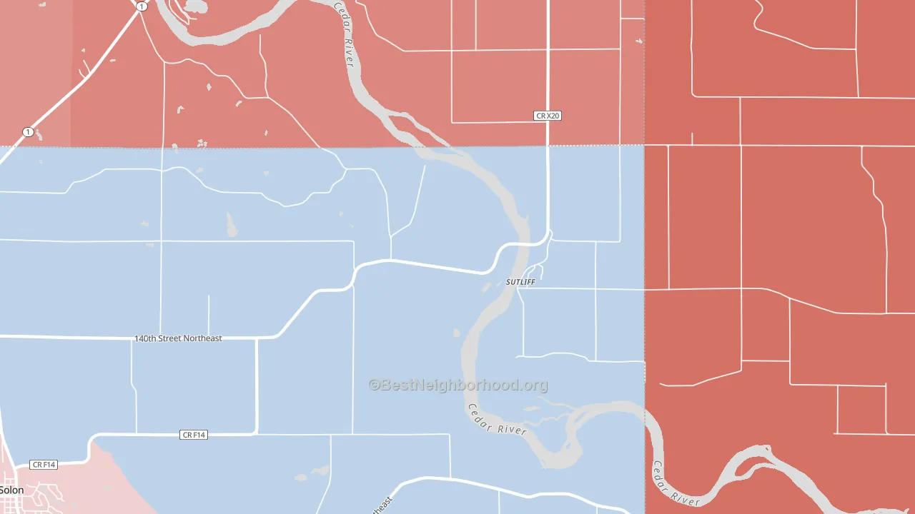 Sutliff, IA block-group political-lean map