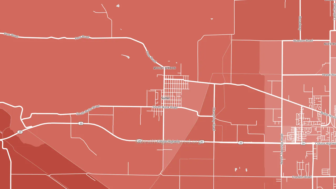 Sutter, CA block-group political-lean map