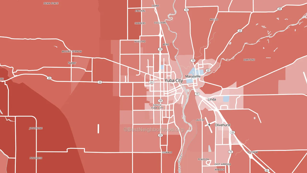 Sutter County, CA block-group political-lean map