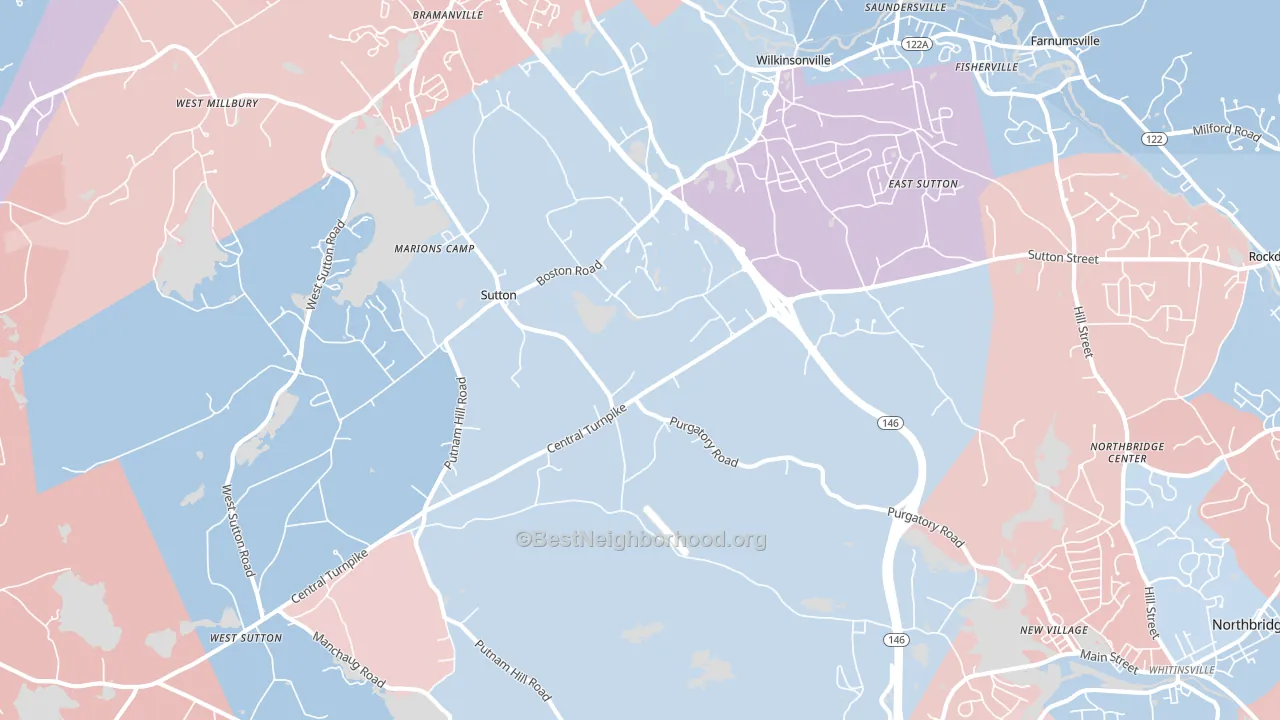 Sutton, MA block-group political-lean map