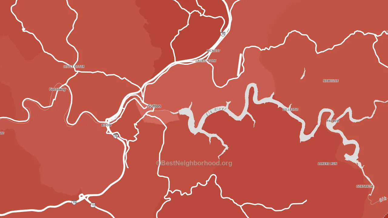Sutton, WV block-group political-lean map