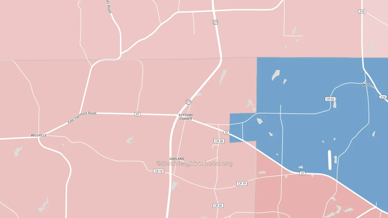 Suttons Corner, GA block-group political-lean map
