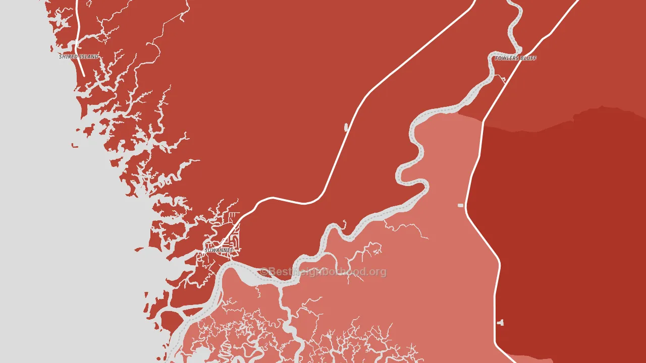 Suwannee, FL block-group political-lean map
