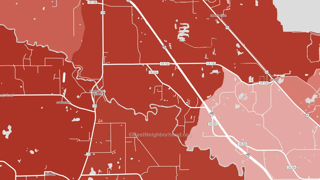 Suwannee Springs, FL block-group political-lean map