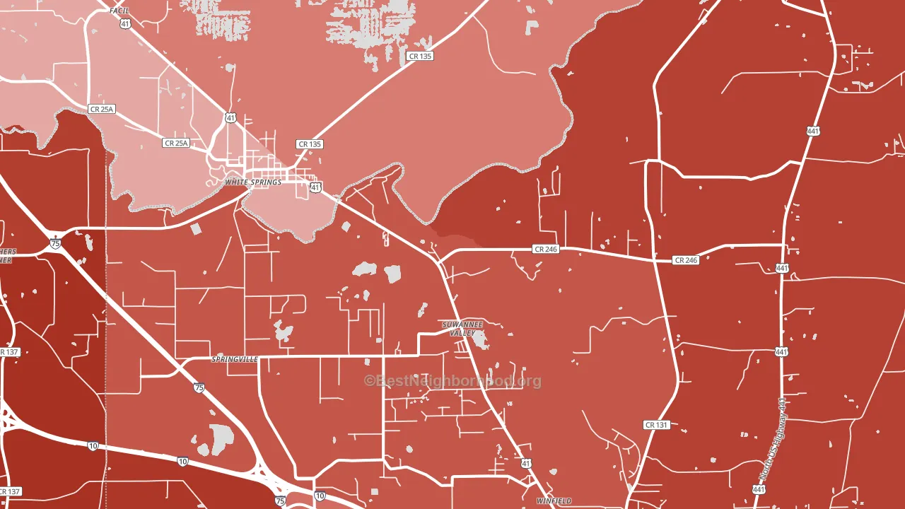 Suwannee Valley, FL block-group political-lean map