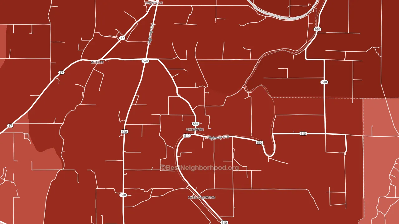 Swampers, LA block-group political-lean map