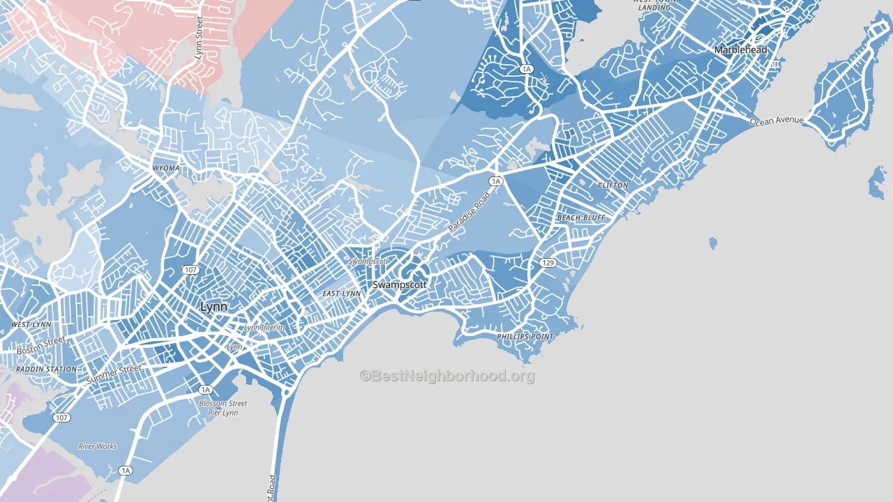 Swampscott, MA block-group political-lean map