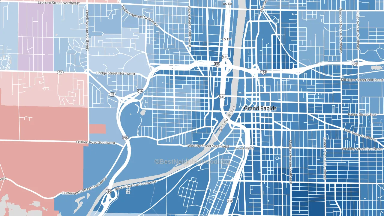 Swan, Grand Rapids, MI block-group political-lean map
