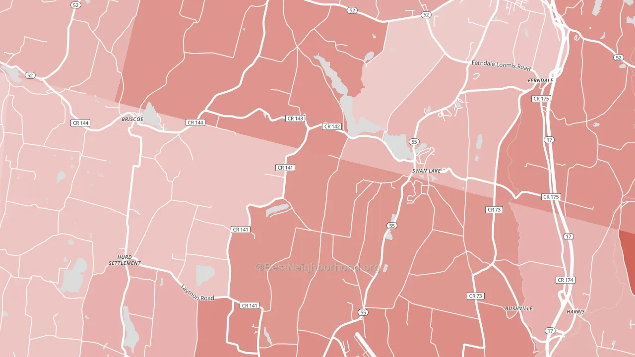 Swan Lake, NY block-group political-lean map