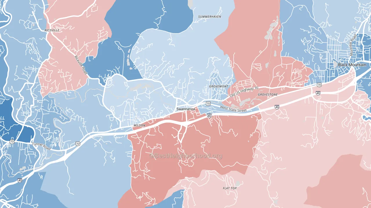 Swannanoa, NC block-group political-lean map