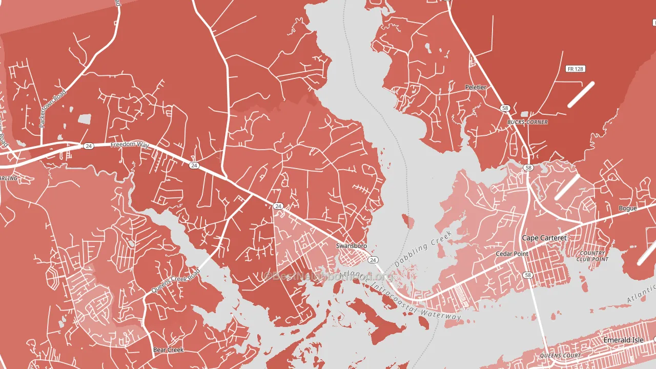 Swansboro, NC block-group political-lean map