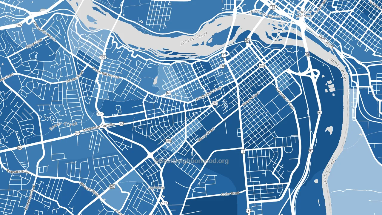 Swansboro, Richmond, VA block-group political-lean map