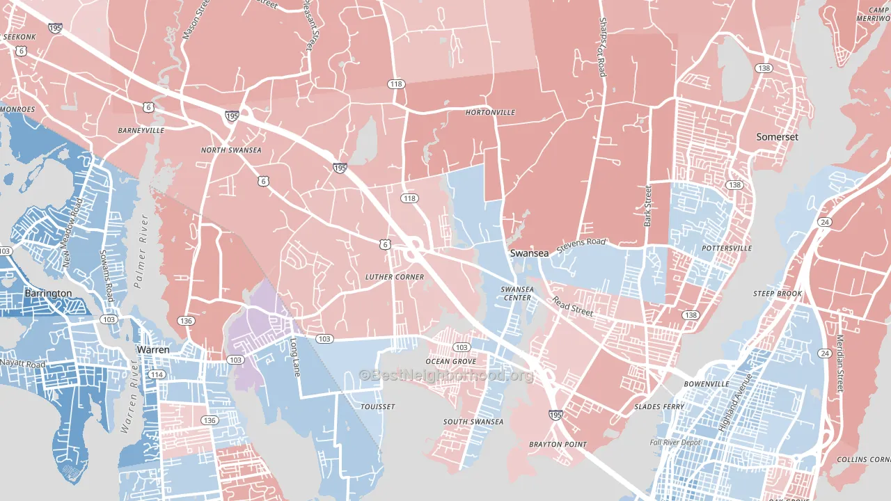 Swansea, MA block-group political-lean map