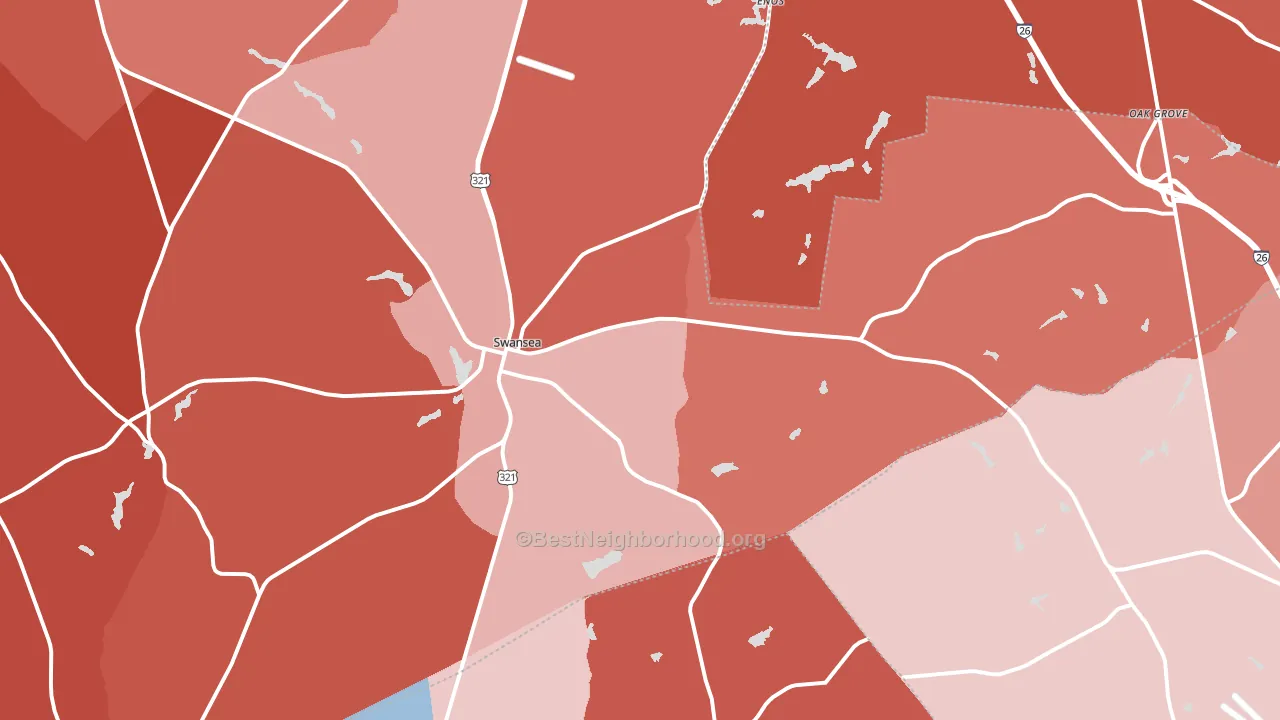 Swansea, SC block-group political-lean map