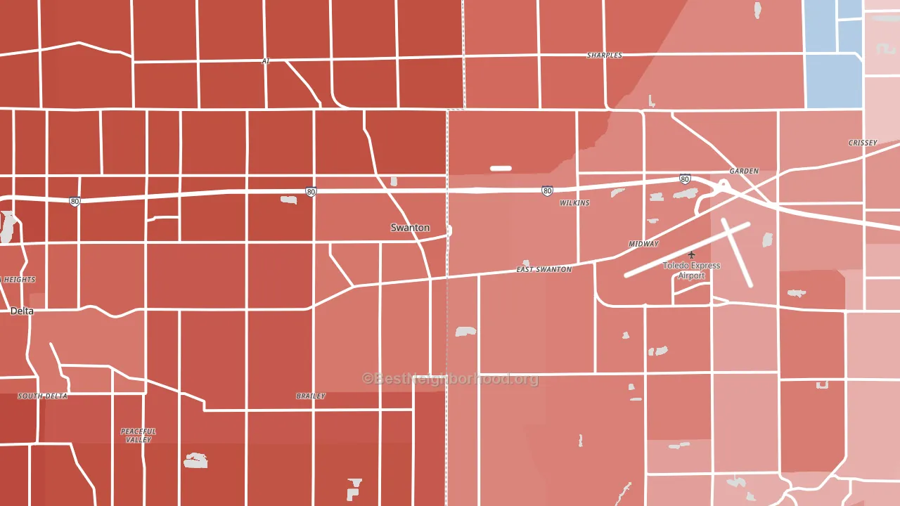 Swanton, OH block-group political-lean map