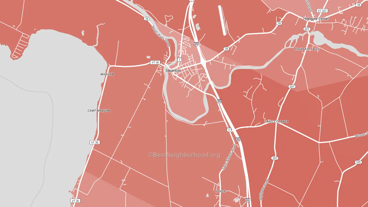Swanton, VT block-group political-lean map