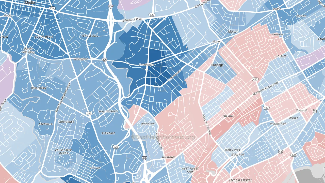 Swarthmore, PA block-group political-lean map