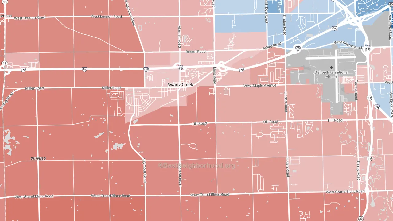 Swartz Creek, MI block-group political-lean map