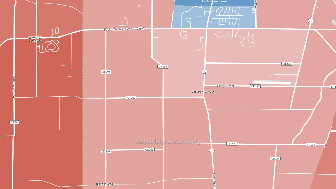 Sweden Center, NY block-group political-lean map