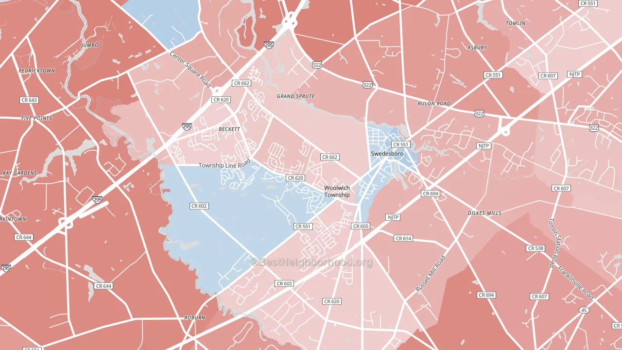 Swedesboro, NJ block-group political-lean map