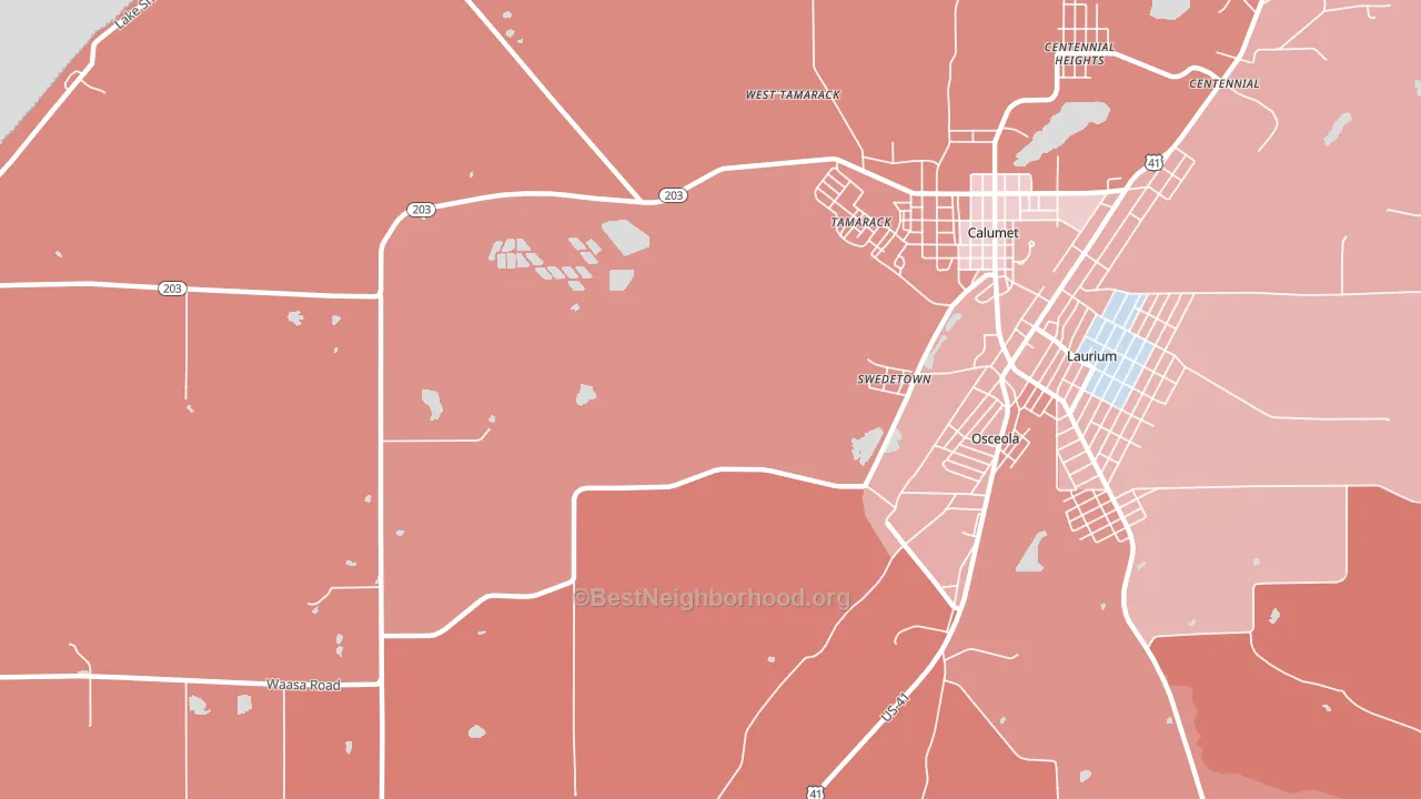 Swedetown, MI block-group political-lean map
