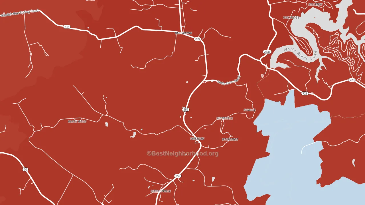 Sweeden, KY block-group political-lean map