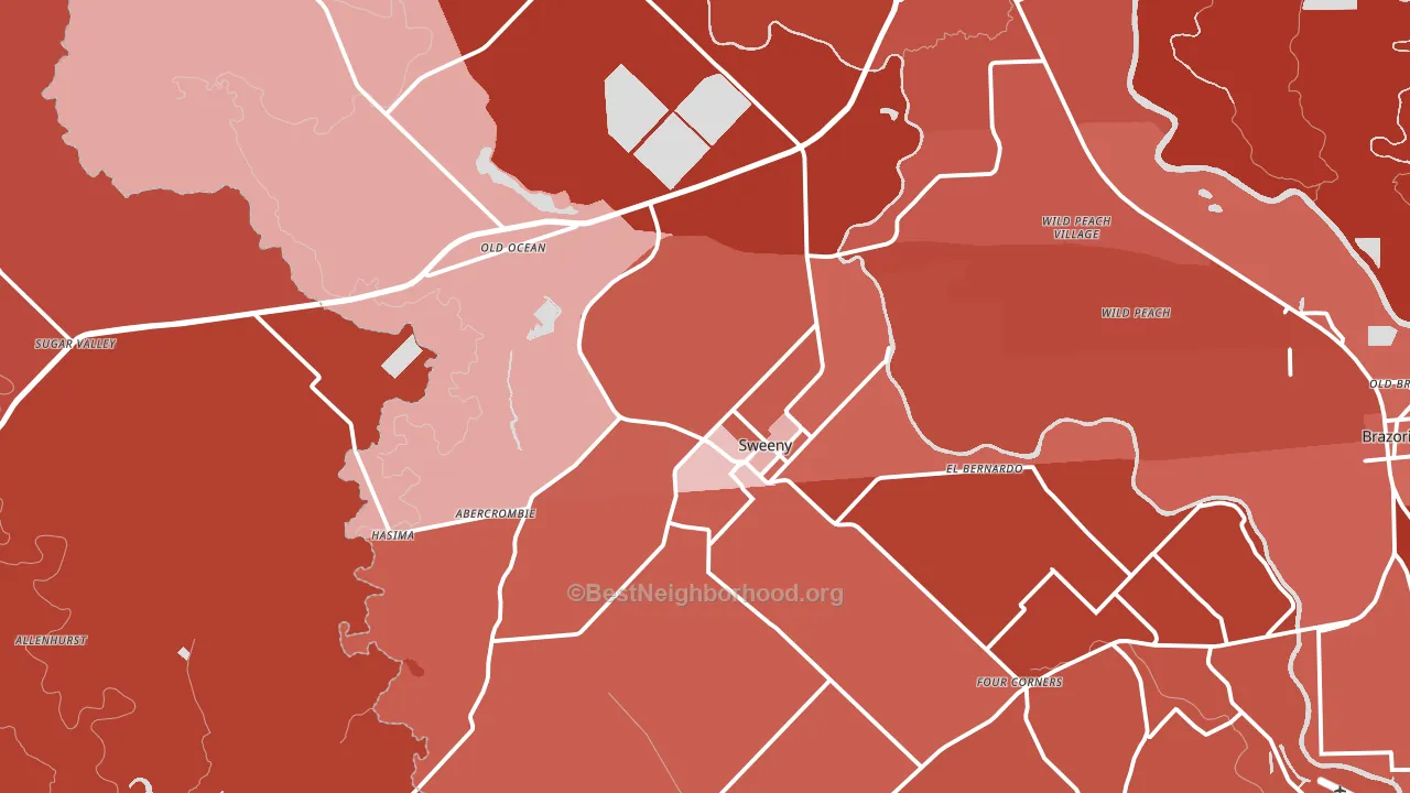 Sweeny, TX block-group political-lean map