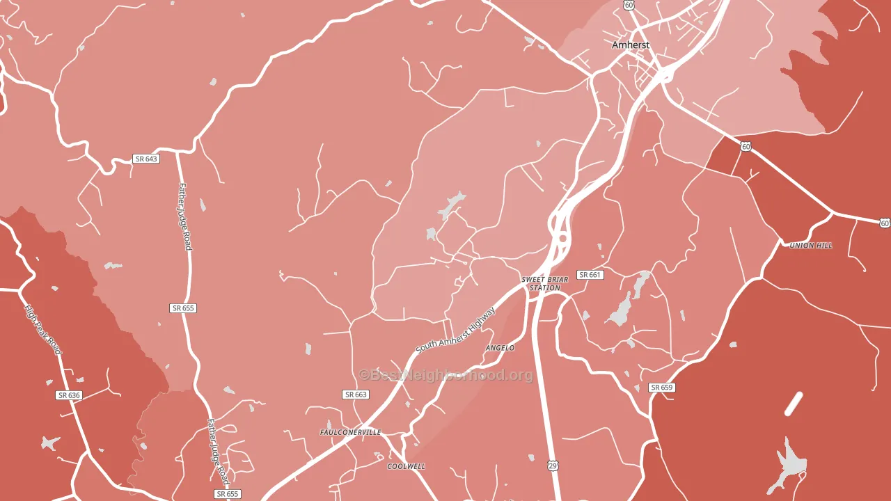 Sweet Briar, VA block-group political-lean map