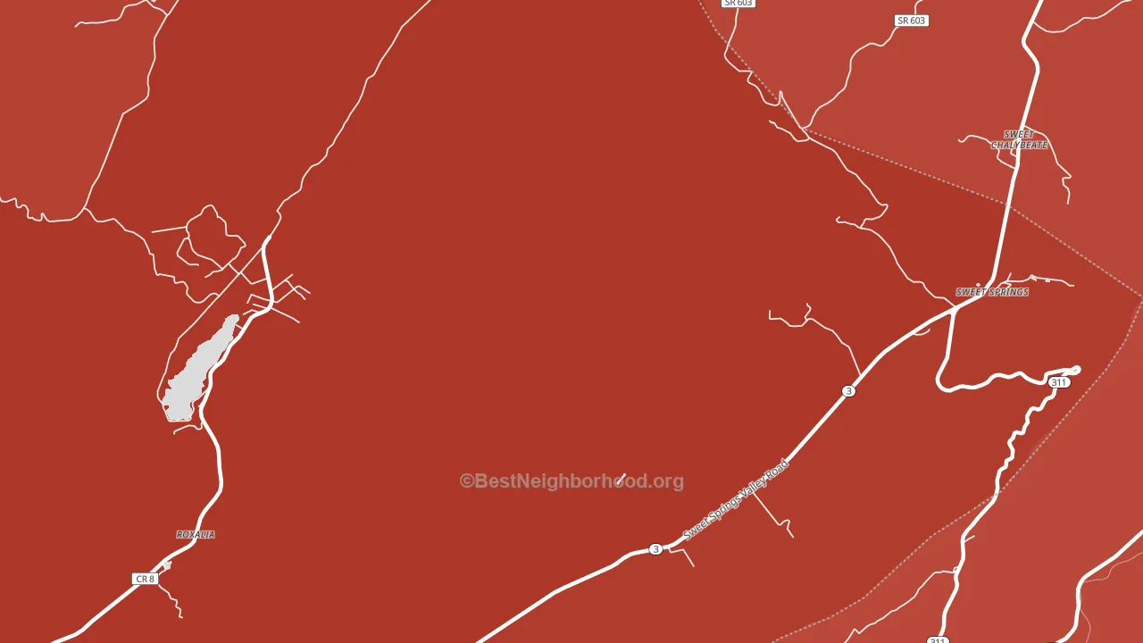 Sweet Springs, WV block-group political-lean map