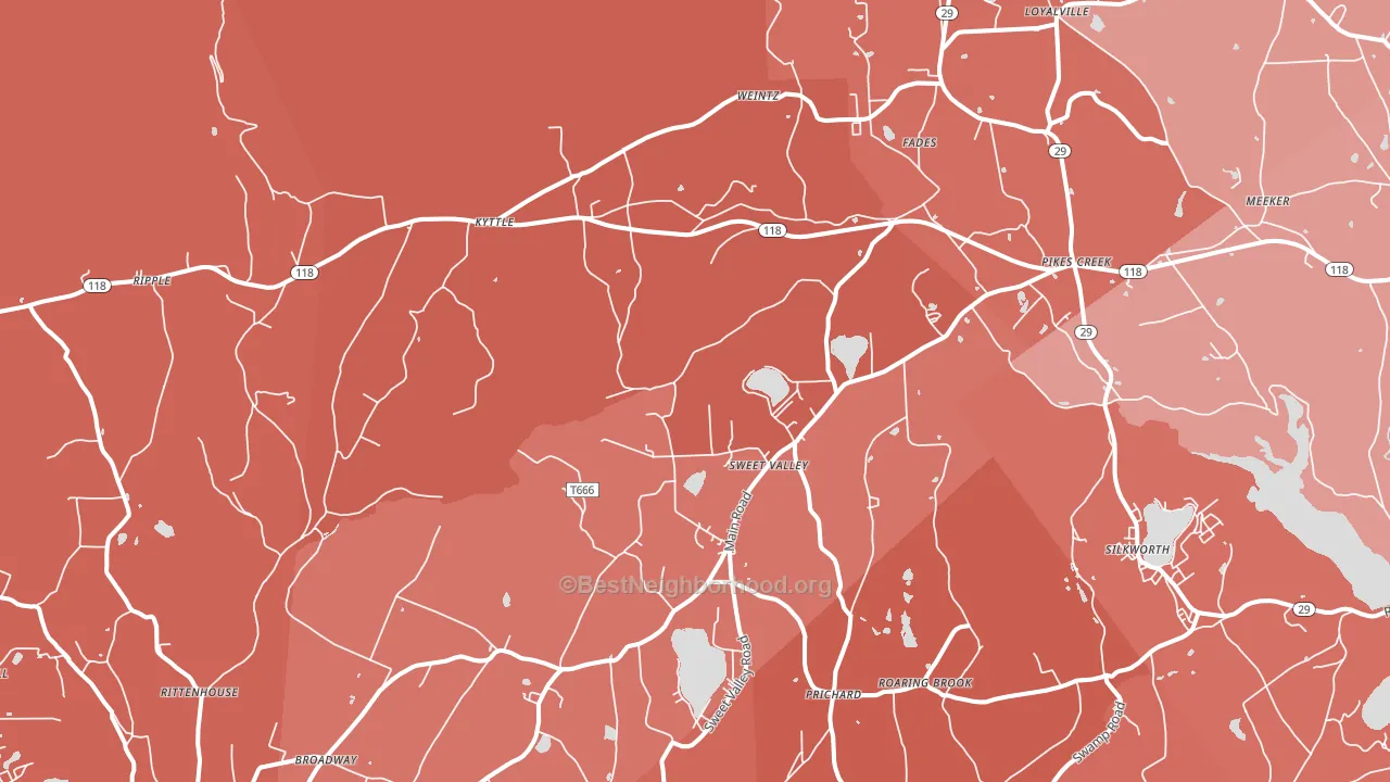 Sweet Valley, PA block-group political-lean map