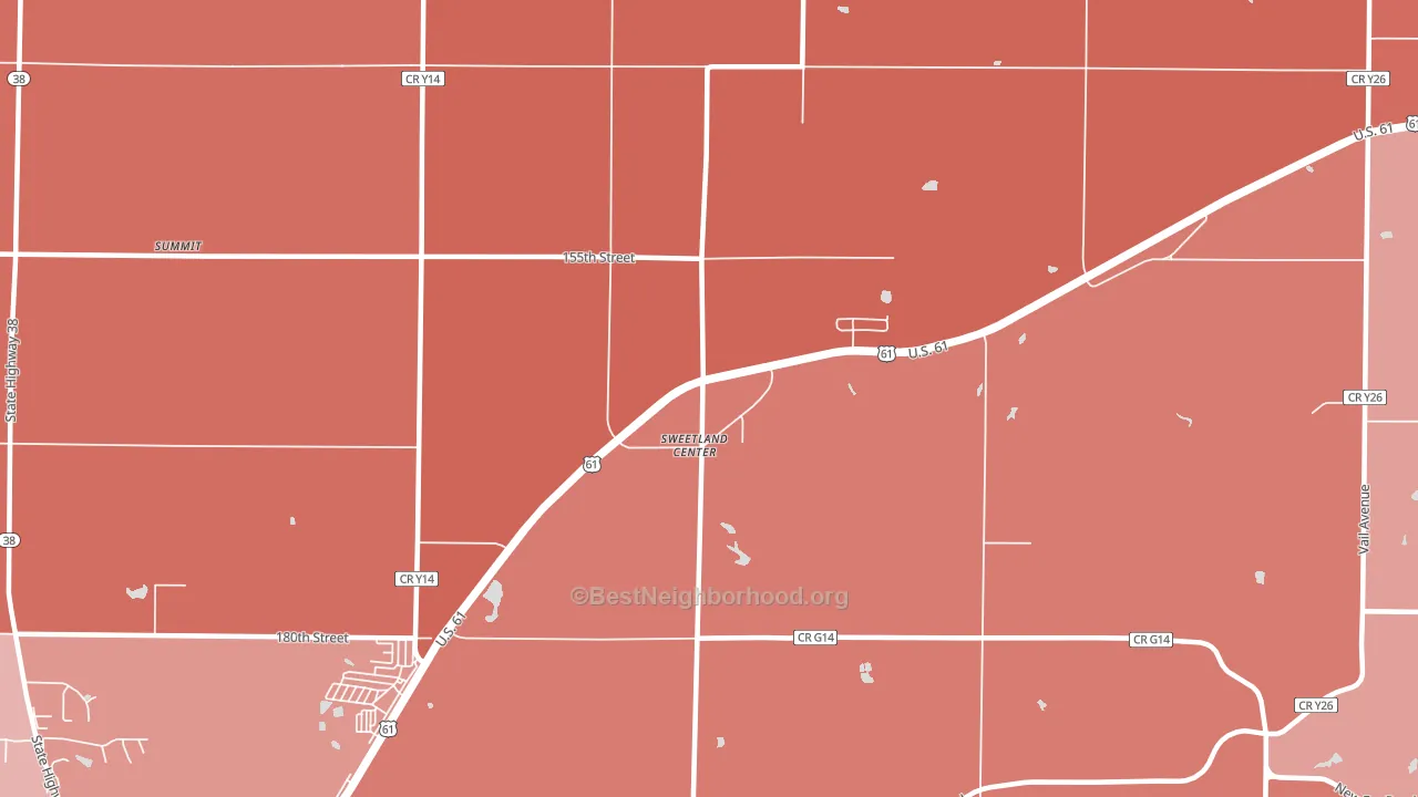 Sweetland Center, IA block-group political-lean map