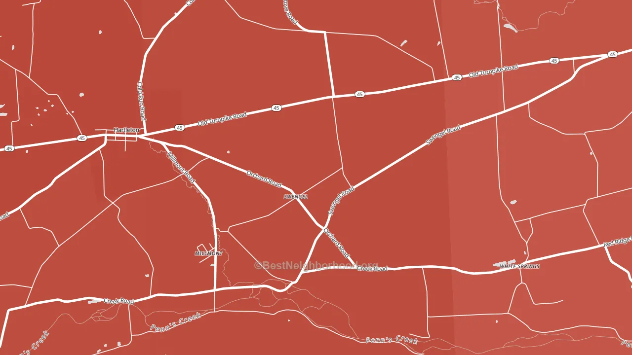 Swengel, PA block-group political-lean map