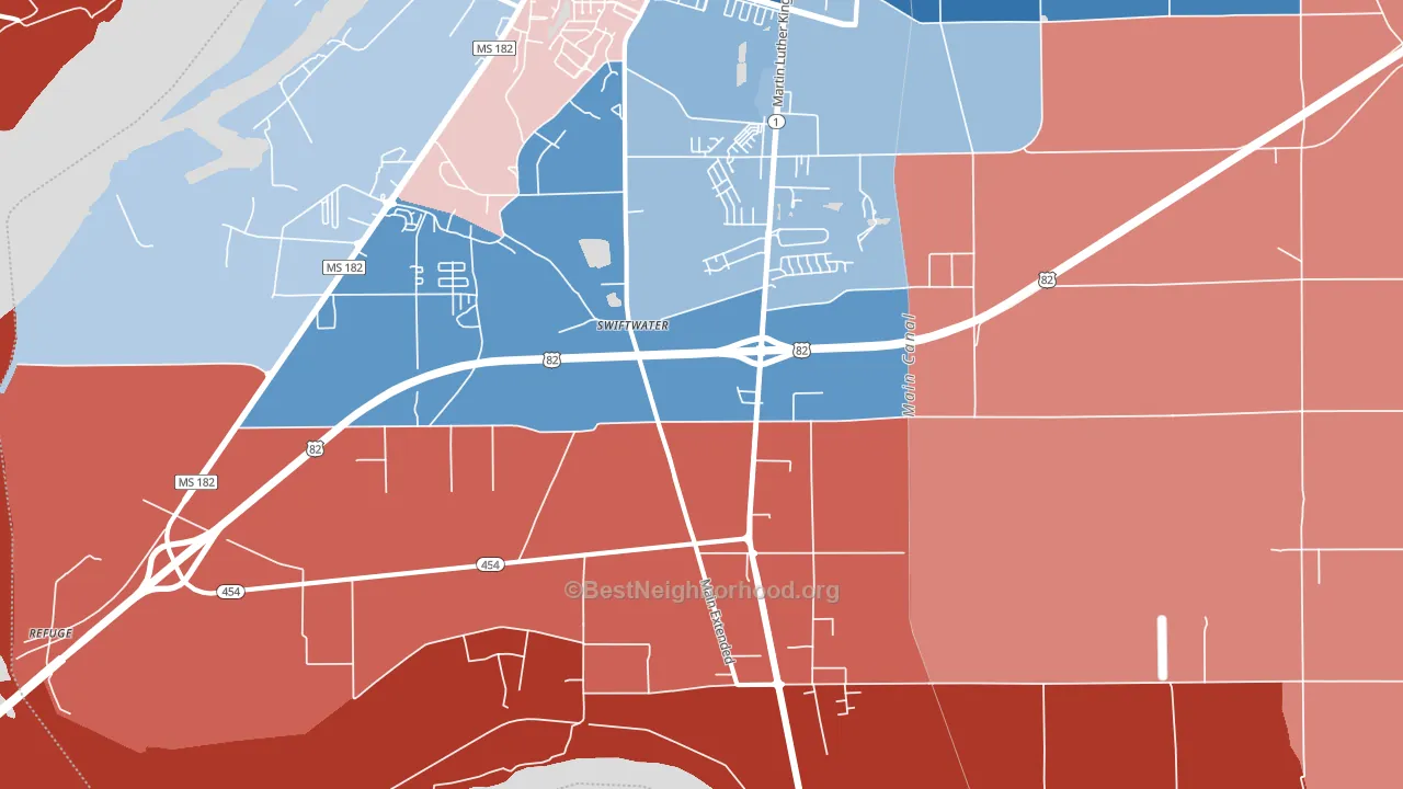 Swiftwater, MS block-group political-lean map