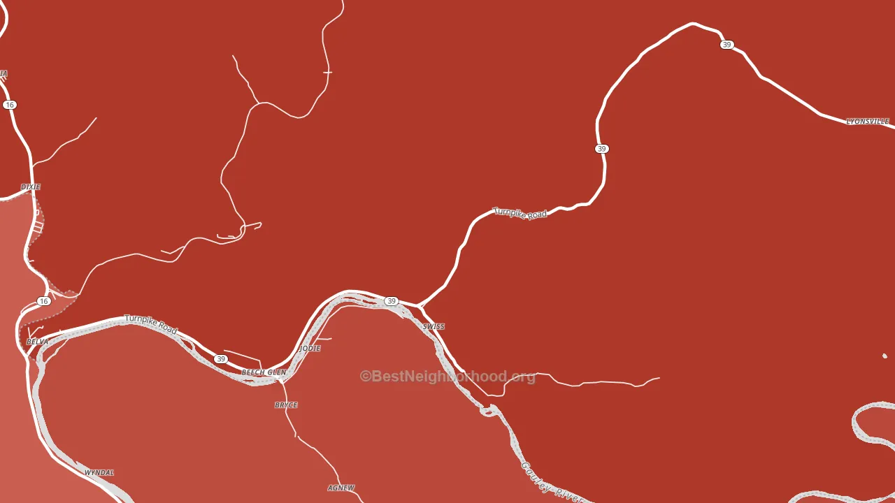 Swiss, WV block-group political-lean map