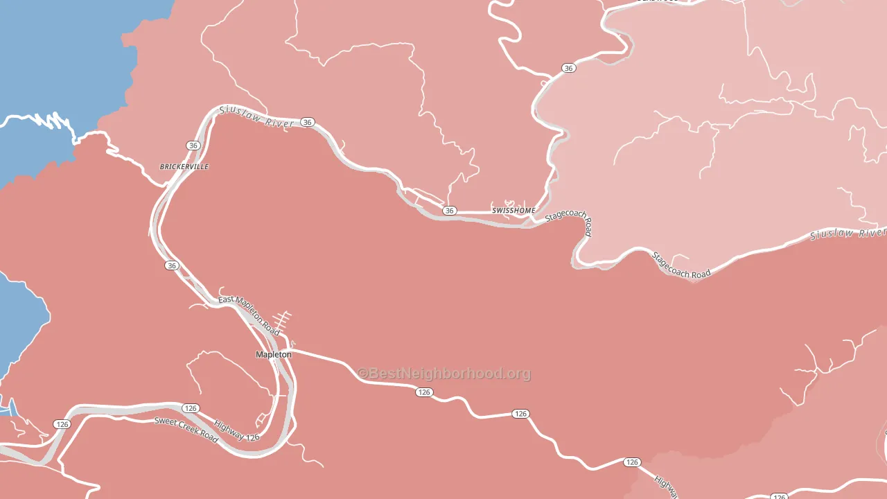 Swisshome, OR block-group political-lean map
