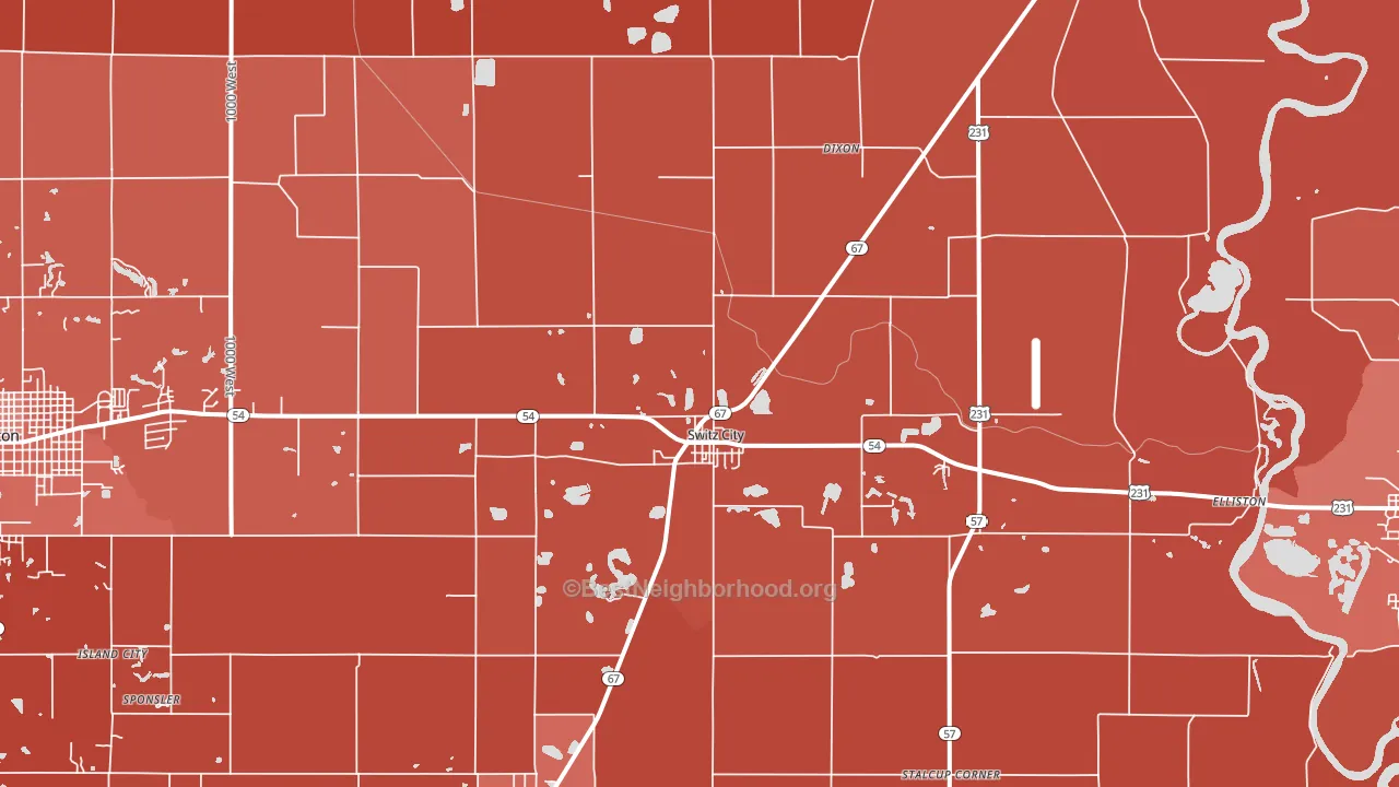 Switz City, IN block-group political-lean map