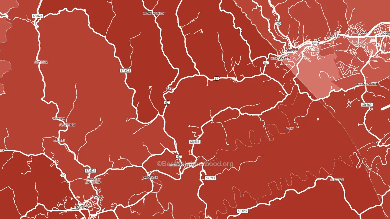 Swords Creek, VA block-group political-lean map